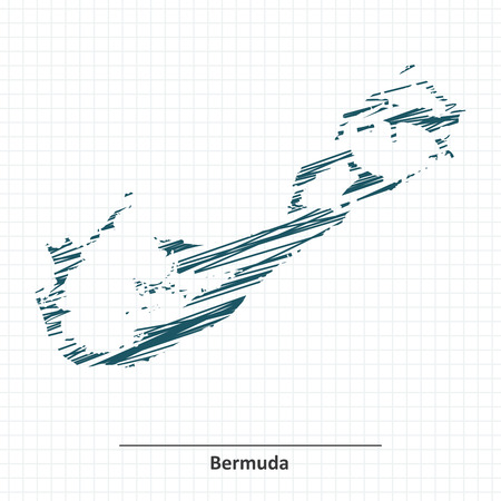 Doodle sketch of Bermuda map - vector illustrationのイラスト素材