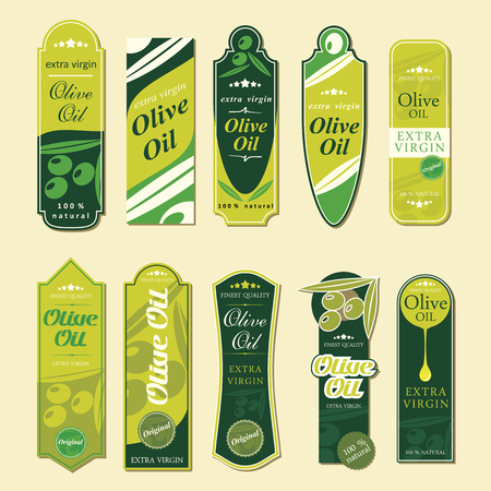Olive Oil Labels - vector illustrationのイラスト素材