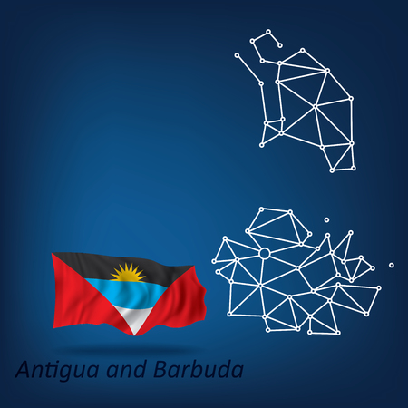 Abstract map of Antigua and Barbuda - vector illustrationのイラスト素材