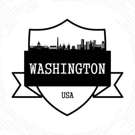 Washington skyline - black and white vector illustrationのイラスト素材