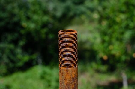 Rusty threaded pipe isolated