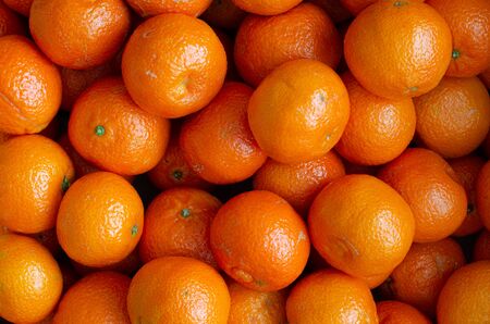 Juicy organic mandarins background. Top view. Tangerines.の写真素材