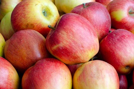 Delicious organic apples backgroundの写真素材