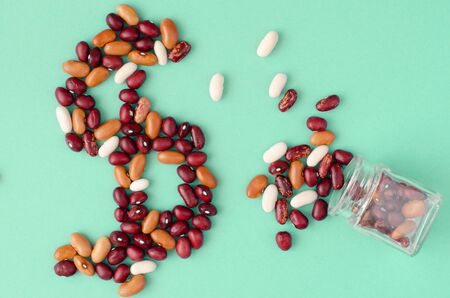 Dollar sign made of beans.の写真素材