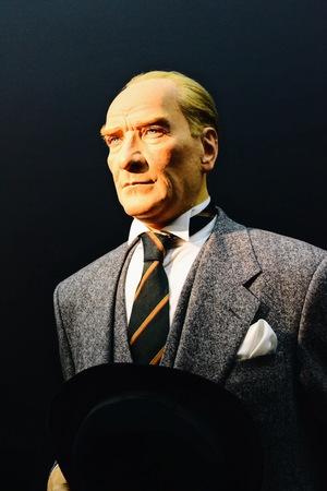 Mustafa Kemal Ataturk wax in Balmumu Museum in Eskisehir city, Turkey. Shot on 16 December 2016. Time around 4PM.のeditorial素材