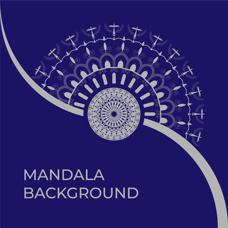 Elegant Blue Mandala Decorative Background with Curved Accentのイラスト素材