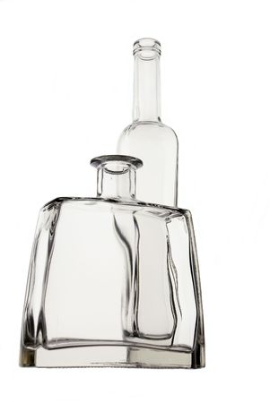 empty transparent glass bottlesの写真素材