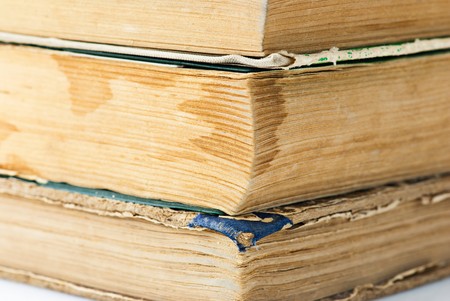 Macro background of old book pages. Shallow DOFの写真素材