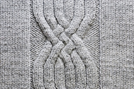 Grey knitting background of handmade woolen patternの写真素材