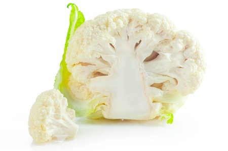 Cauliflower cabbage isolated on white backgroundの写真素材