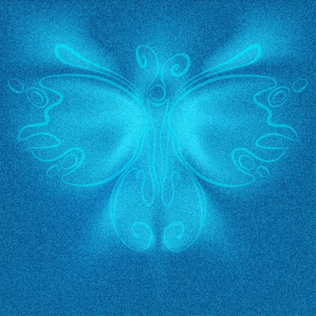 Futuristic butterfly on jeans texture background.のイラスト素材