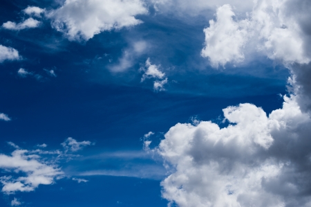 Beautiful blue sky background with cloudsの写真素材
