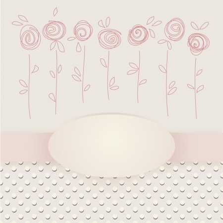 Gift card with abstract roses flowers and frame. Vector eps10 floral pattern for wedding invitation, birthday, valentine day or other life eventsのイラスト素材