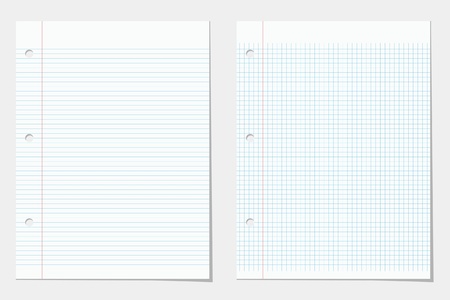 Two lined notebook sheets  Vector eps10 illustration of paper backgroundのイラスト素材