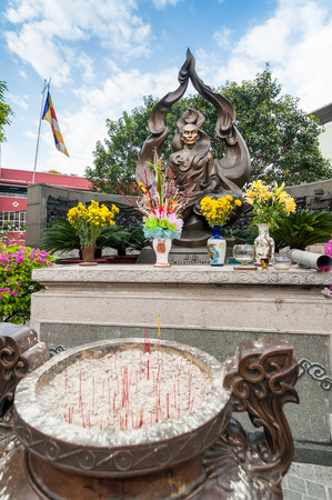 HO CHI MINH, VIETNAM - JAN 21, 2014: Thich Quan Duc memorial monument. Buddhist monk commits self-immolation in protest against Buddhism persecution by Vietnamese government in Saigon on 11 June 1963のeditorial素材