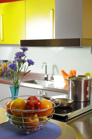 Colourfull kitchen setting/showroomのeditorial素材