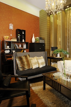 Contemporary living room. With harmony and luxury.のeditorial素材