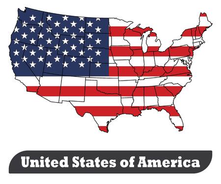 United States of America Map and United States of America Flag-Vectorのイラスト素材