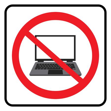 No Laptop symbol,Don't use Laptop icon in white background drawing by illustration-Vectorのイラスト素材
