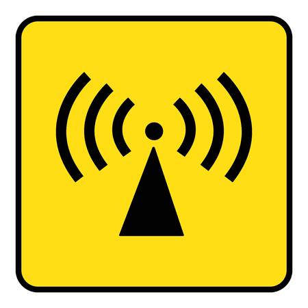 Non-ionizing radiation sign drawing by illustration.Non-ionizing radiation icon in yellow background drawing by illustrationのイラスト素材