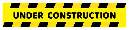 Under Construction Board.Under Construction Board on black line and yellow line background drawing...