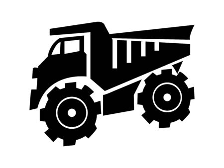 Building trucks icon.Abstract black truck icon isolated on white. Easy to edit vector design,Icon of tipperのイラスト素材
