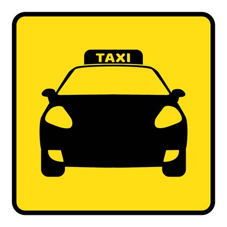 Taxi Icon.Icon travel by taxi silhouette.Taxi sign on yellow background drawing by illustrationのイラスト素材