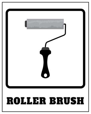 Roller Brush Sign isolated on white background drawing by illustration. Construction Tool.のイラスト素材