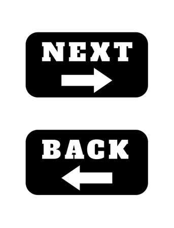 Back and next navigation signs. Arrow icons isolated on Black background drawing by illustrationのイラスト素材