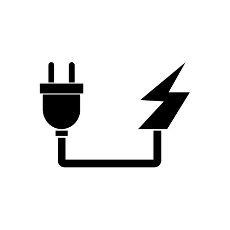 Electric plug icon in flat style. Power adapter vector illustration on white isolated background. Electrician sign business conceptのイラスト素材