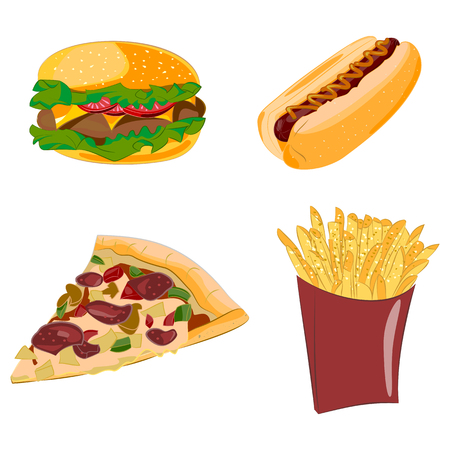Set of cartoon vector food iconsのイラスト素材