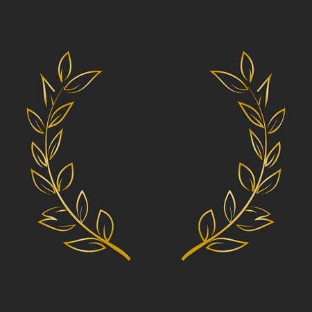 Gold award laurel wreath on dark background.のイラスト素材