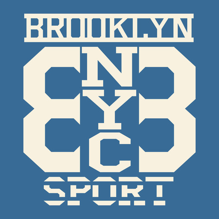 New York Brooklyn Sport wear typography emblem, t-shirt stamp graphics, tee print, athletic apparel designのイラスト素材