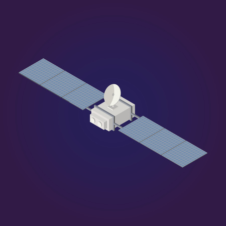 Vector isometric Satellite icon, 3d element orbiting astronomical observatory .のイラスト素材