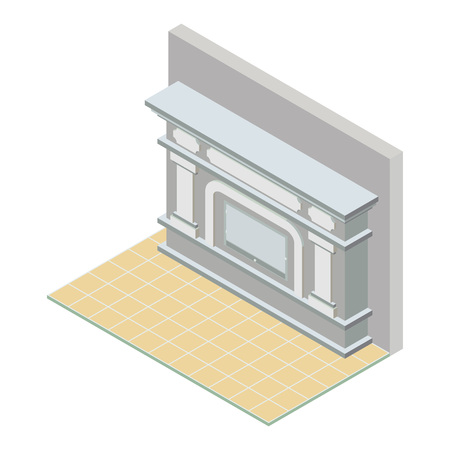 Vector isometric fireplace iconのイラスト素材