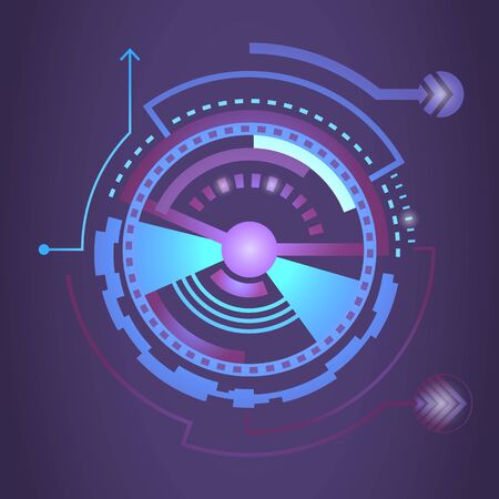 Futuristic digital business background. Touch user interfacecircle technology, display hologram, circles virtual graphic, web applications. Vector illustration.のイラスト素材