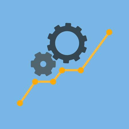 Gears against the background of a growing graph. Business concept. Vector illustration.のイラスト素材