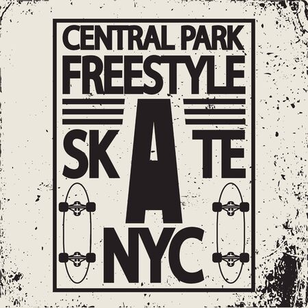 Freestyle New York City Skate Board typography emblem. Skateboarding t-shirt graphic apparel design.  Vectorのイラスト素材