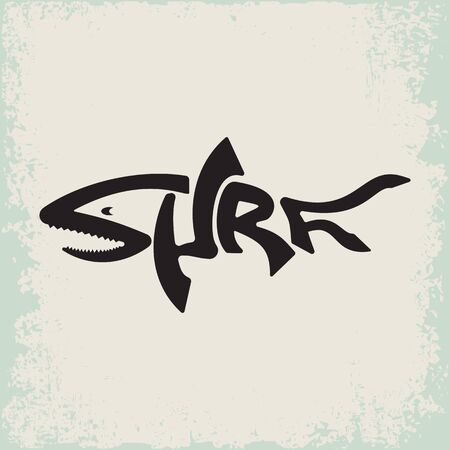 Shark Attack surfing stamp. Surfing t-shirt graphic design. California surfers wear typography emblem. Creative design.のイラスト素材