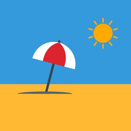 Icon of a beach umbrella. Symbol of summer and rest. Flat style. Vectorのイラスト素材