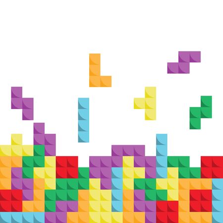 Bright tetris blocks. Template for games. Vector.のイラスト素材