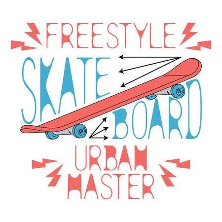 Skate board t shirt design. Extreme sports. Free style. Vector image for t-shirts, typography or other uses.のイラスト素材