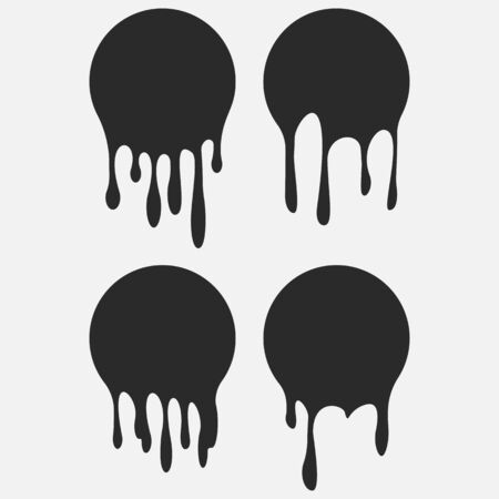 Oil drop, Blot, Liquid stain, Current drops, chocolate drops. Vector illustration.のイラスト素材