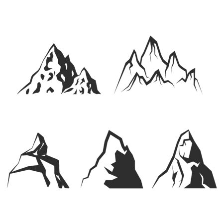 Mountain peak, top, snowy peak, hilltop. Vector set.のイラスト素材