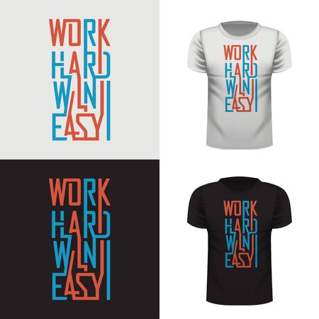 Sport wear typography emblem,Work hard win easy, t-shirt stamp, vintage tee, athletic apparel design graphic print - vectorのイラスト素材
