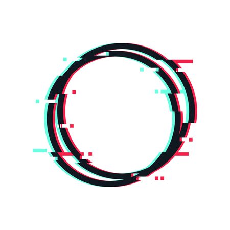 Glitch Frame. 
Geometric polygonal shapes with tv distortion effect. VHS glitch effect. Vector set.のイラスト素材