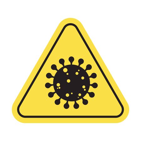 COVID-19 danger signs. Warning virus icon. Pandemic and quarantine logo. Virus label. Vector.のイラスト素材