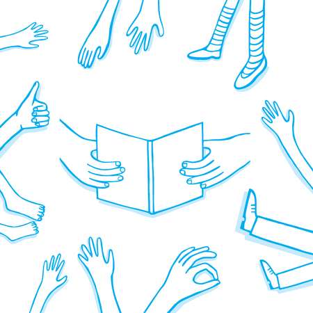Set of human`s legs and hands with gesturesのイラスト素材