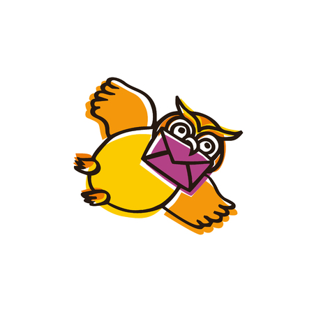 ?artoon owl character can be used as a logo or an icon for contact information at websiteのイラスト素材
