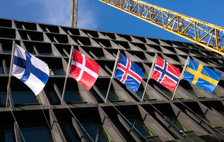 Flags of North European countriesの写真素材